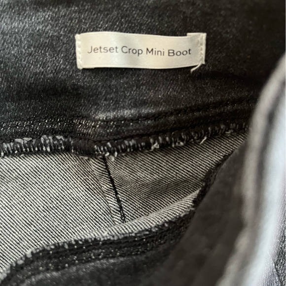Frame Super Y2K 2000s The Jetset Crop Mini Boot Dark Denim Flare Pull On Jeans - Picture 9 of 10